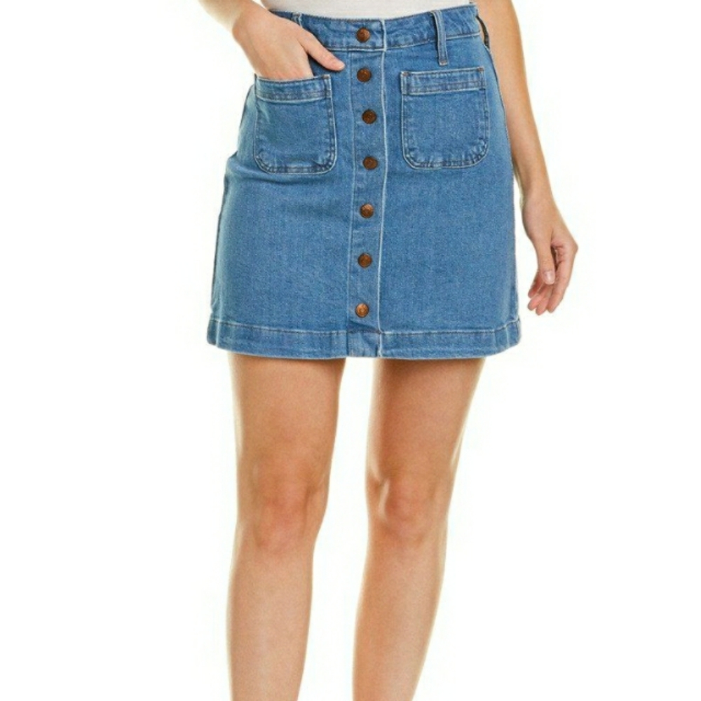 Nwt Madewell Women's Cotton Denim Button Front Mini Skirt